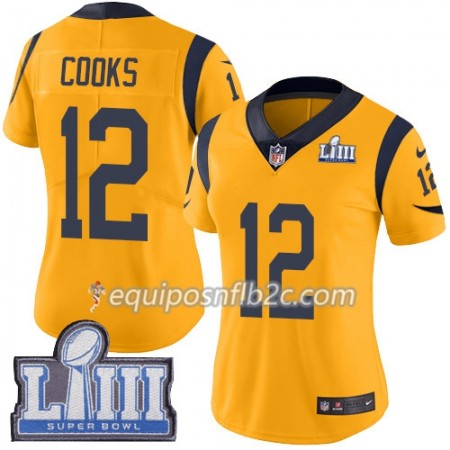 Camiseta Mujer NFL Los Angeles Rams Brandin Cooks 12 Nike Gold 2019 Super Bowl LIII Camiseta Mujer NFL Los Angeles Rams Brandin Cooks 12 Nike Gold 2019 Super Bowl LIII